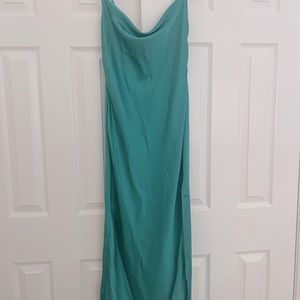 NWT ASOS Exclusize Sz XS Stradivarius satin cami cowl slip dress in turquoise